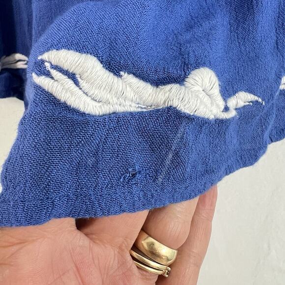 Lovers + Friends Carmella Embroidered Romper Size Small Blue Pockets - Picture 11 of 13